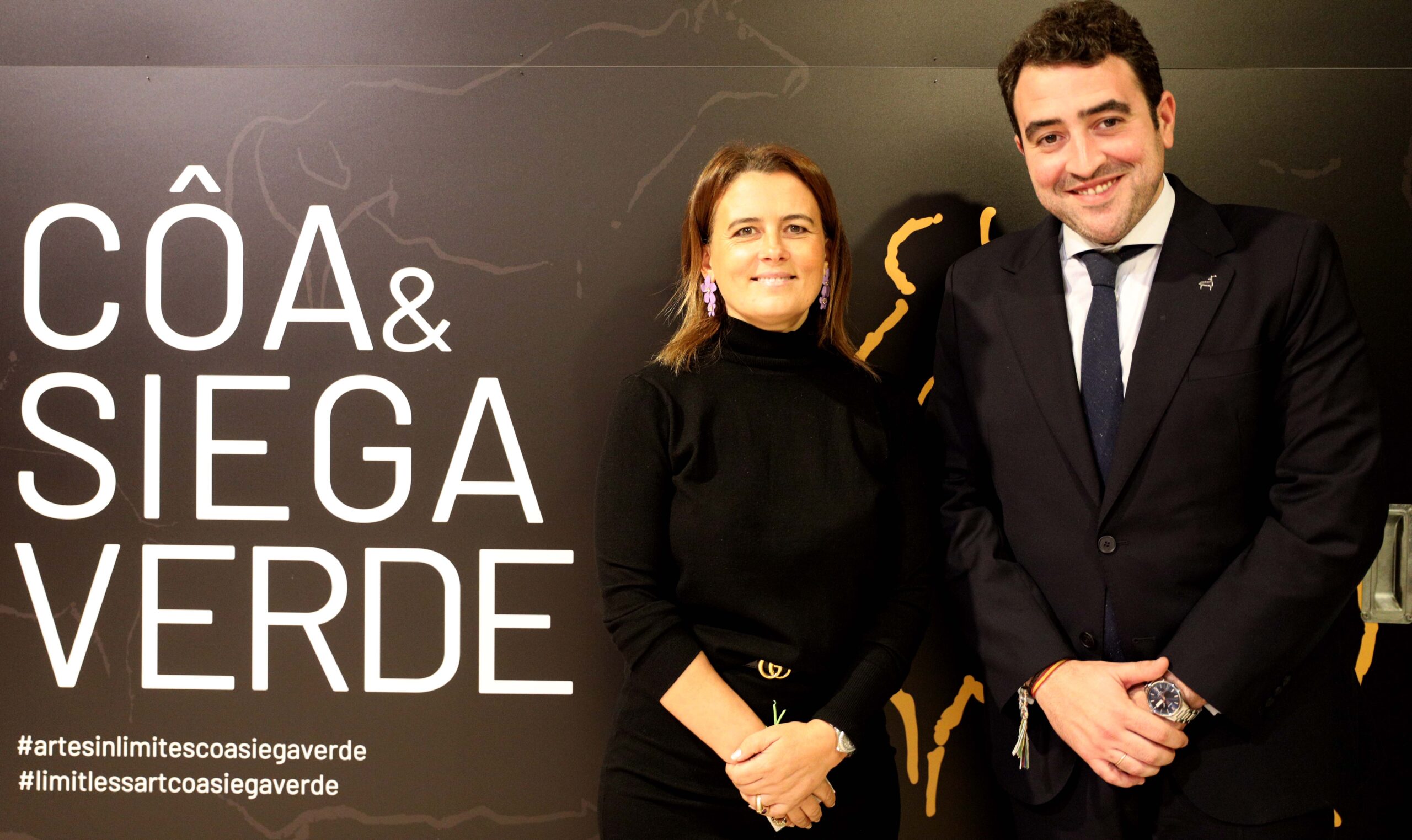 La presidenta de la Fundación Côa Parque, Aida Carvalho, y el director de la Fundación Siega Verde, Luis Ballesteros.